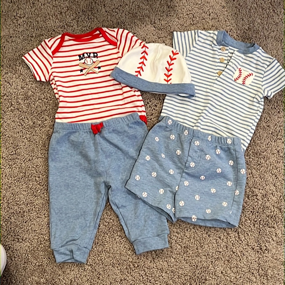 Little Me bundle of baseball outfits- size 9 months NWOT!